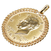 K18YG イエローゴールド エリザベス2世 ケネディ コイン 硬貨 ペンダントトップ レディース 【中古】